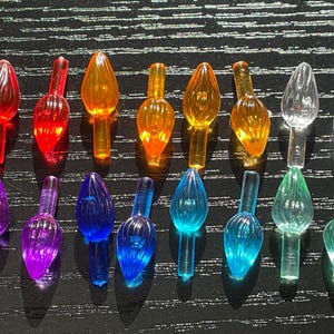30 Small Ceramic  Christmas Tree Twist Bulbs. Multi-Colored, Aqua, Blue, Clear, Green, Orange, Purple, Red, Yellow. Small Twist Bulbs.