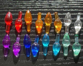 30 or 50 Small Ceramic  Christmas Tree Twist Bulbs. Multi-Colored or Single Color.