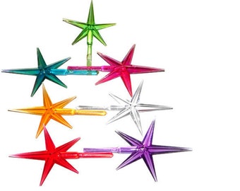 Large Ceramic Christmas Tree Stars.  Replacement Star. Aqua, BLUE, Clear, Green, Orange, Pink, Purple, Red. Large Modern Star.