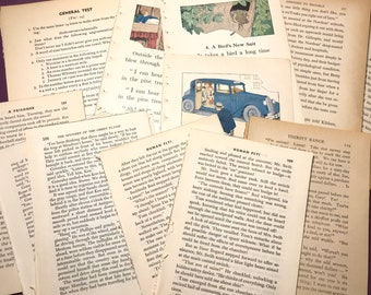 30 Old Children's Book Pages for Journaling, Collage, Decoupage, & Scrapbooking.  Antique Book Paper. Children's Book Pages.