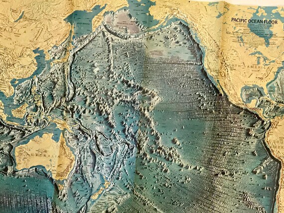 Vintage National Geographic Magazine Ocean Maps Vintage Atlantic Pacific Arctic Ocean Maps Double Sided 19 X 25