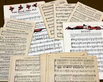 25 Vintage Sheet Music Book Pages for Crafts. Antique Sheet Music. Vintage Song Book Pages. Old Music Book Pages for Crafts & Decoupage.