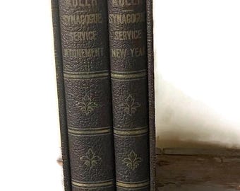 Service of the Synagogue. Day of Atonement and New Year. Two Volume Set. Vintage Jewish Prayer Book.  Jewish Worship. Jewish Gifts. Judaica.