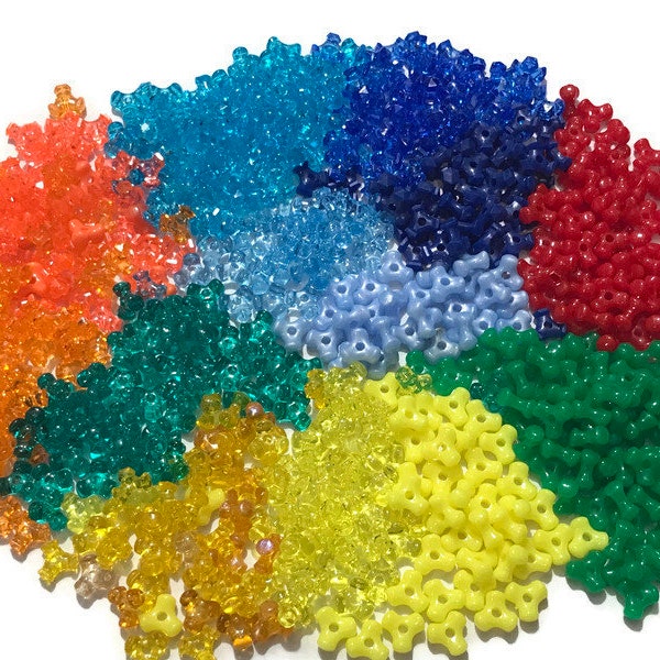 Over 12,000 Bulk Tri Beads. Triangle Beads. Mixed Lot of Beads. Children's Crafts.