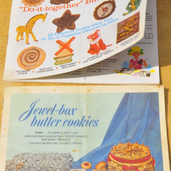 Pillsbury Cookbook. Old Cookbooks. 1960s Vintage Advertising Cookbook. Jewel-box Butter Cookies & Do It Together Butter Cookies. Chef Gifts.