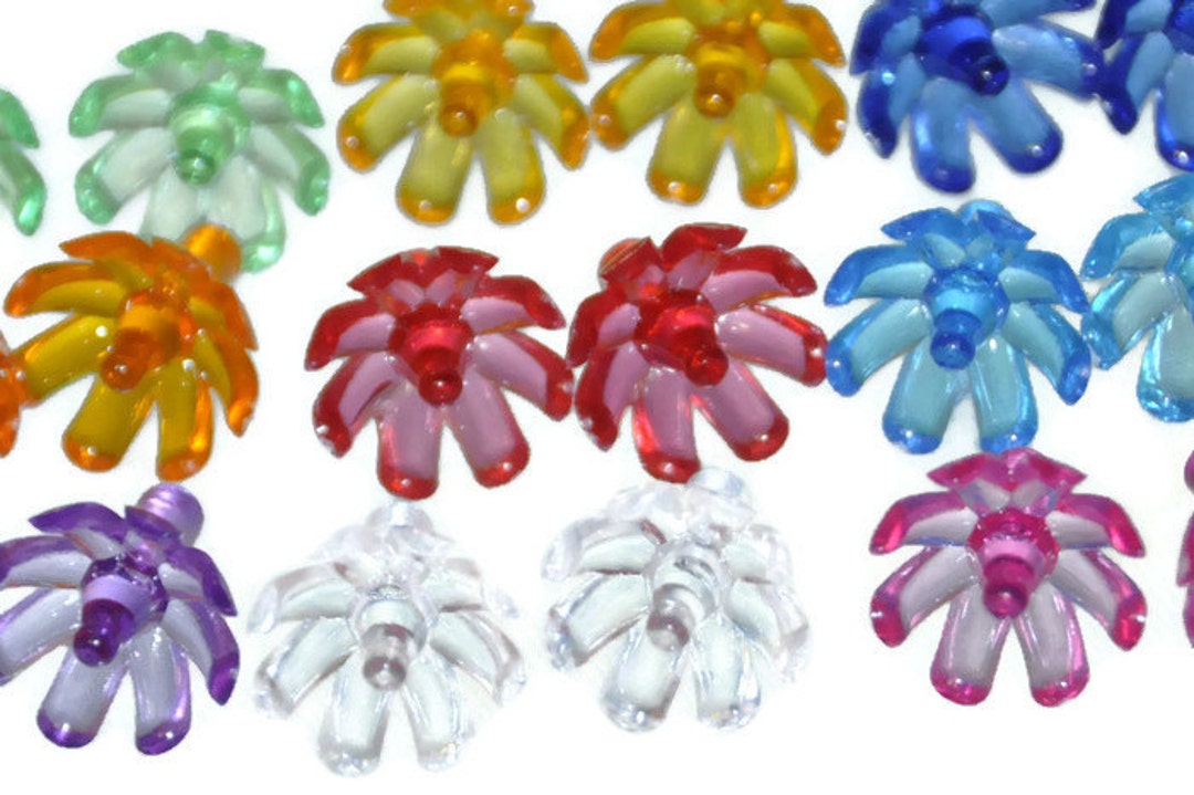 Ceramic Christmas Tree Flower Blossom Bulbs. Multicolored, Orange