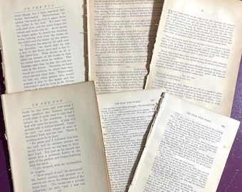 40 Book Pages. Antique Book Paper. Aged Paper. Old Book Pages. Antique Craft Paper. Paper for Crafts, Scrapbooking, Collage.