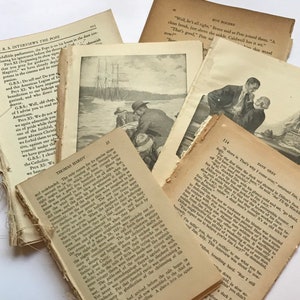 50 Book Paper. Vintage Book Pages. Children&#39;s Book Pages. Old Paper For  Crafts. Antique Aged Paper.