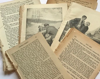 50 Book Paper. Vintage Book Pages. Children's Book Pages. Old Paper For  Crafts. Antique Aged Paper.