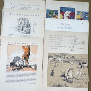 25 Antique Children&#39;s Book Pages. Antique Book Paper. Illustrated Children&#39;s Book Paper. Picture Book Pages.
