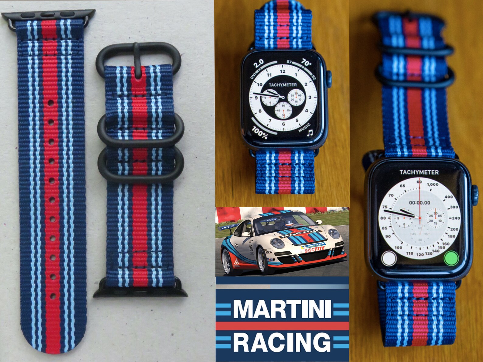 APPLE watch strap MARTINI racing BLACK fits all series Etsy