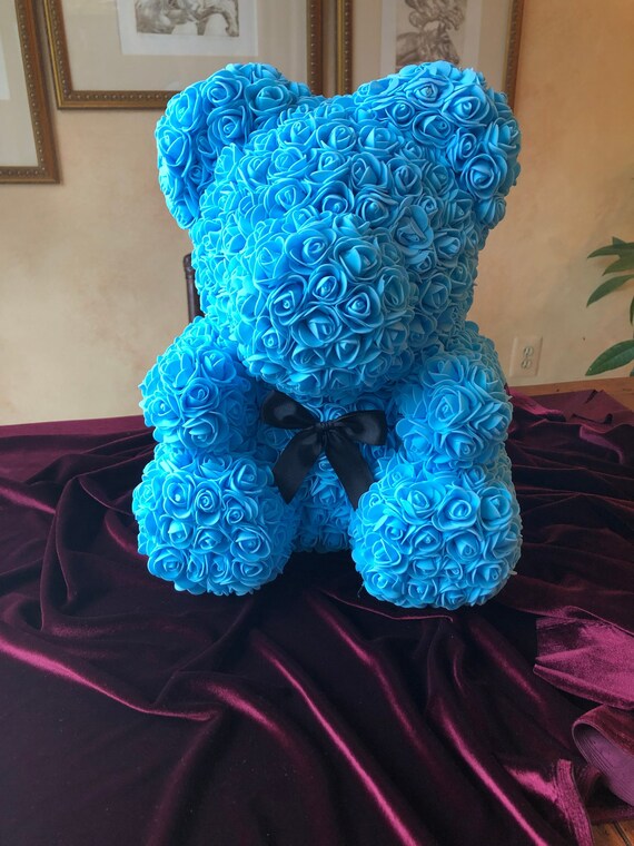 blue rose teddy bear