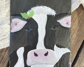 cow slate porch sign / christmas heifer