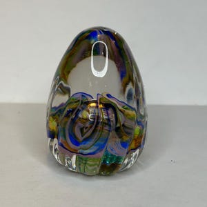 Selkirk glass paperweight egg shaped swirl abstract art Scotland
