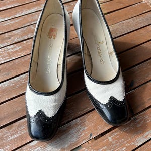 Vintage Försheim Damen Schuhe Gr.65 Pinup wingtip 40er weiss schwarz