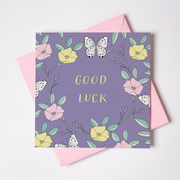 Good luck card, new job card, good luck, leaving card, pregnancy card, flower card, new chapter card for colleague, for co worker, luck