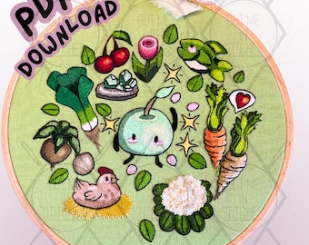 PDF descargable - Patrón y curso de bordado a mano Spring Harvest