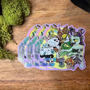 Cuphead & Mugman ATTACK! - Vinyl Glitter Sticker
