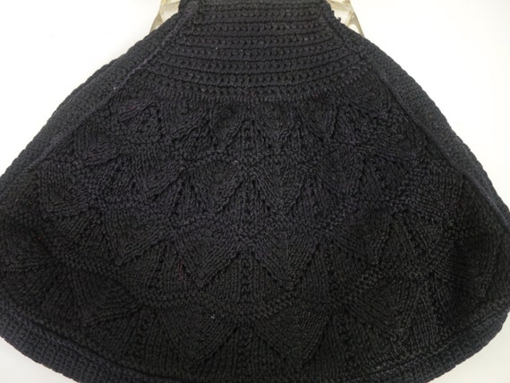 Free US Shipping! Vintage 1940s Black Crochet Pur… - image 5