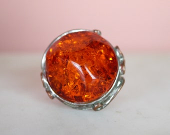 Vintage Faux Amber Resin Statement Ring
