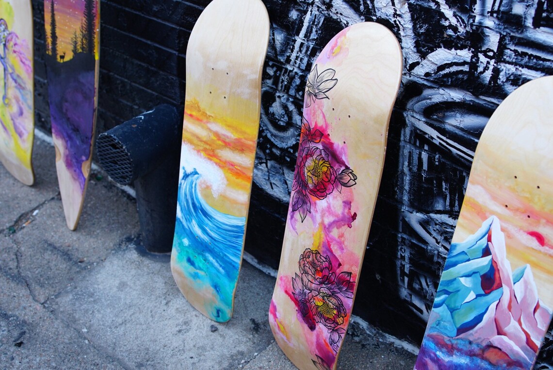 Custom hand painted longboard deck Your very own one of a Etsy