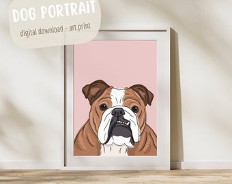 Dog Portrait Digital Art | Dog Breed Digital Art Print | Pet Artwork | Pet Portrait | Bulldog