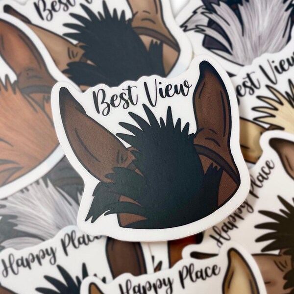 Between the Ears Phrases Waterproof Sticker | Best View | Happy Place | Many Coat Colors