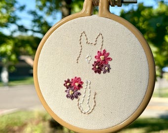 Ponies & Petals || Equine Line Art Floral Cross Stitch Wall Hanging