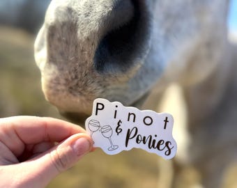 Pinot & Ponies Sticker: Equestrian Wine Lover Vinyl Decal