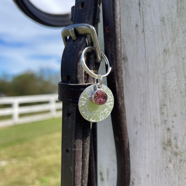 Custom Hand Stamped Bridle Charm | Bridle Charm | Bridle Tag | NEW Gems and More Colors