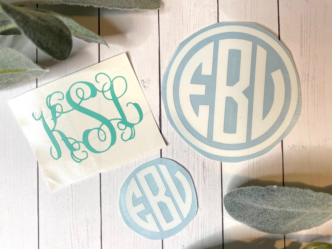Basic Vinyl Decal Monogram With Vine or Circle Monogram *many Color ...