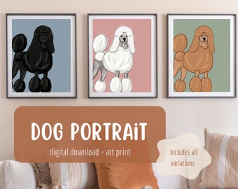 Dog Portrait Digital Art | Dog Breed Digital Art Print | Pet Artwork | Pet Portrait | Standard Poodle