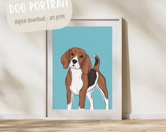 Dog Portrait Digital Art | Dog Breed Digital Art Print | Pet Artwork | Pet Portrait | Beagle