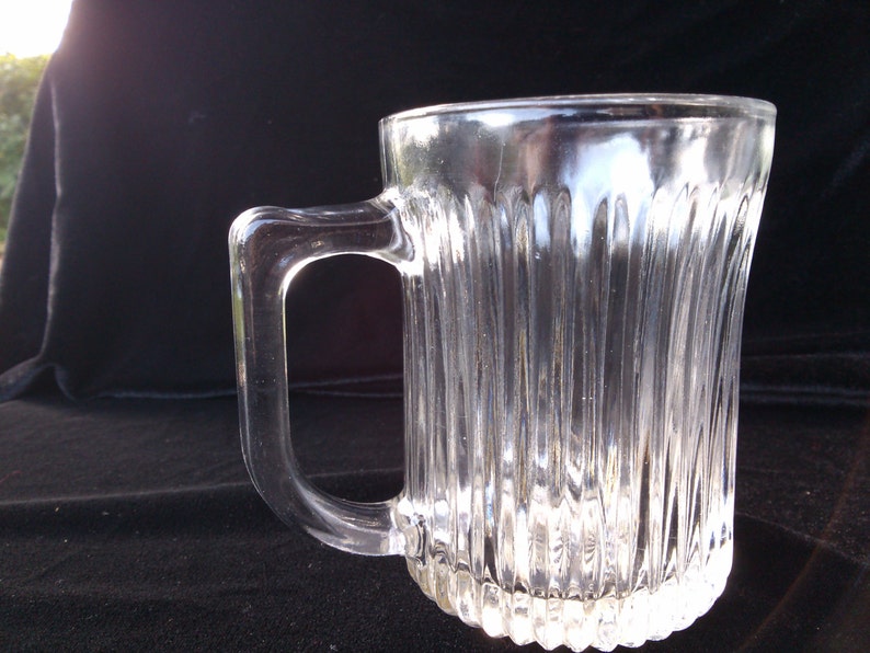 Vintage Clear Ribbed Glass Coffee Mugs KIG Indonesia with Etsy