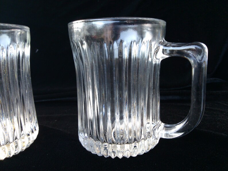 Vintage Clear Ribbed Glass Coffee Mugs KIG Indonesia with Etsy
