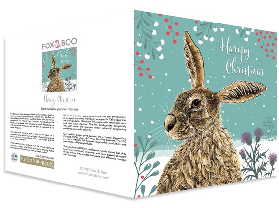 Harepy Christmas, Christmas Card, Hare Christmas Card, traditional, fun