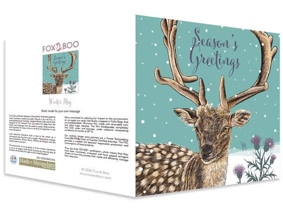 Winter Stag Christmas Card, greeting card, stag, deer, British, UK
