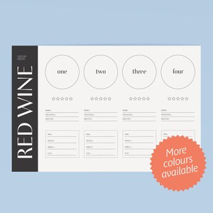 Red Wine Tasting Kit Printable: Placemats + Cards (digital Download ...