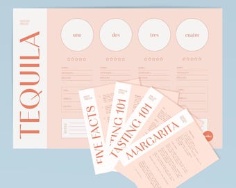 Tequila Tasting Kit: Printable Placemats & Margarita Recipe (PDF Download)