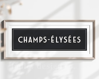 Tabliczka z napisem „Champs-Élysées”: paryska sztuka ścienna (pobranie cyfrowe)