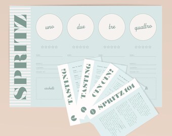 Spritz Tasting Kit: Placemats & Cards (Digital Download), Bachelorette and Birthday Party Game