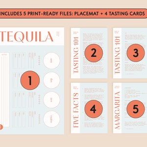 Tequila Tasting Kit: Placemats & Cards (Digital Download), Bachelorette Party, Cinco de Mayo Party image 3