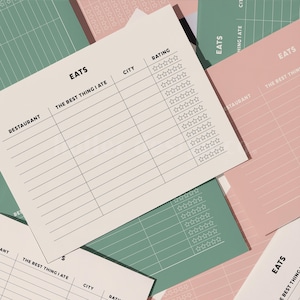 Printable Restaurant Review Cards: Foodie Dining Journal (PDF Instant Download, 5x7in)