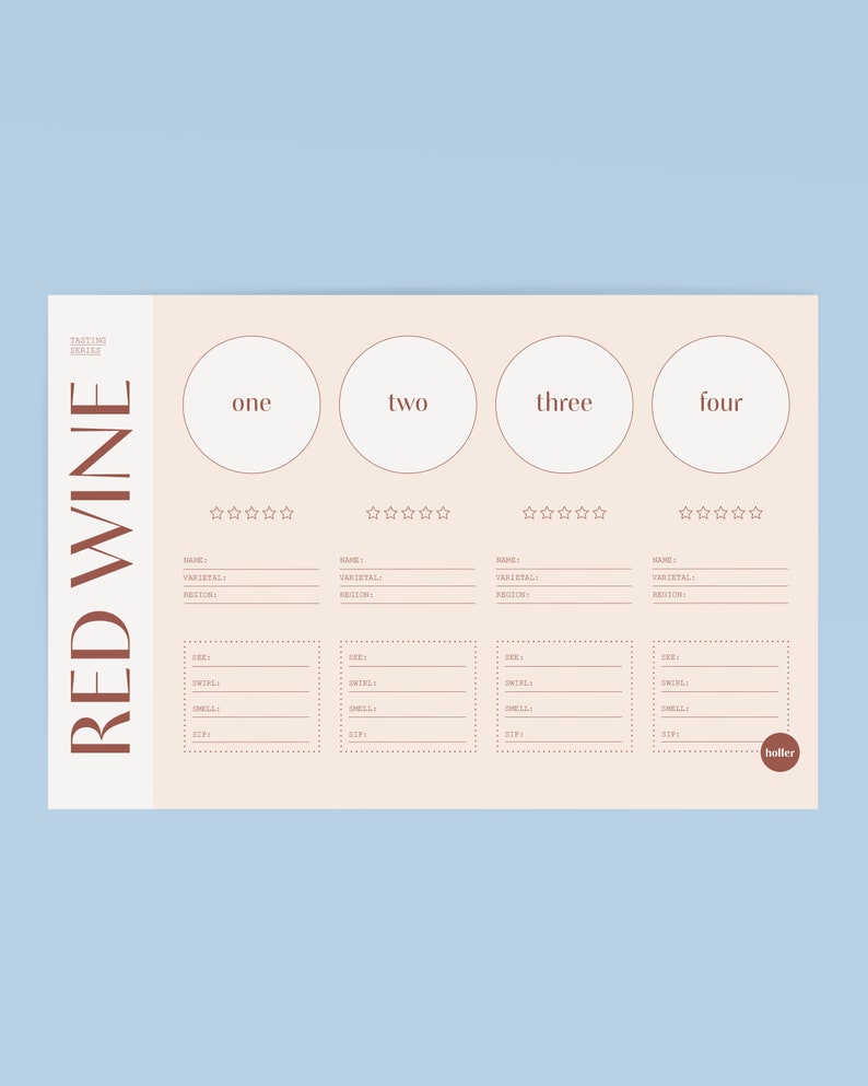 Red Wine Tasting Kit Printable: Placemats + Cards (digital Download ...