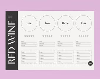 Red Wine Tasting Kit | Printable Placemats & Cards, Digital Download
