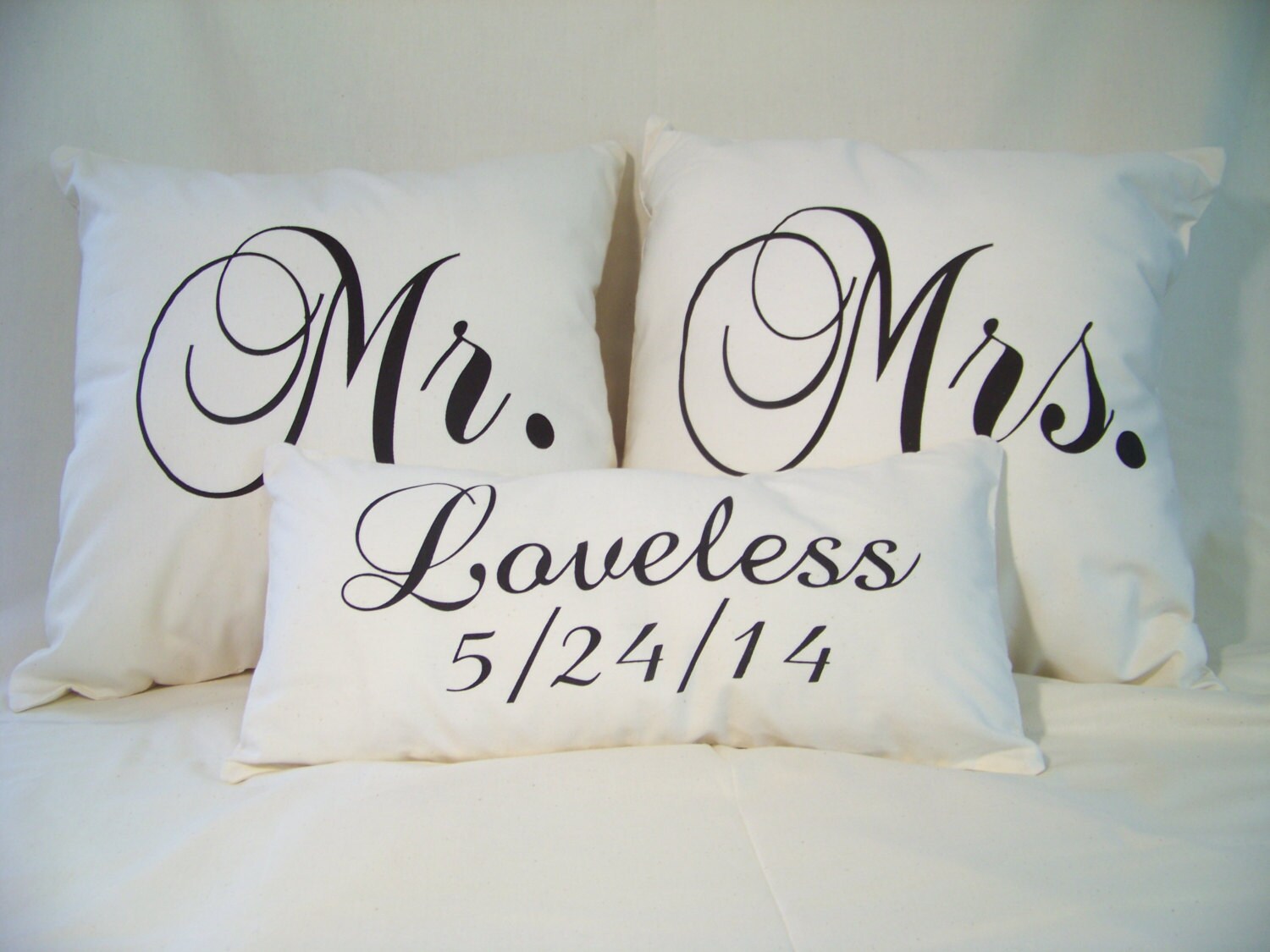 Mr. and Mrs. Pillow Set with Name and Date Pillow COVERS ONLY Etsy
