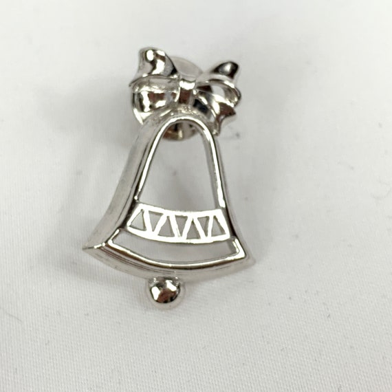 Silver Bell Lapel Pin Tie Tack Rare Beauty Vintage - image 2