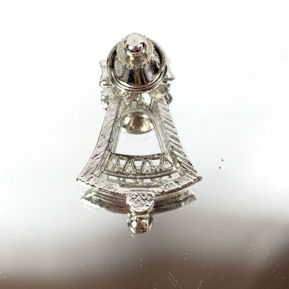 Silver Bell Lapel Pin Tie Tack Rare Beauty Vintage - image 5