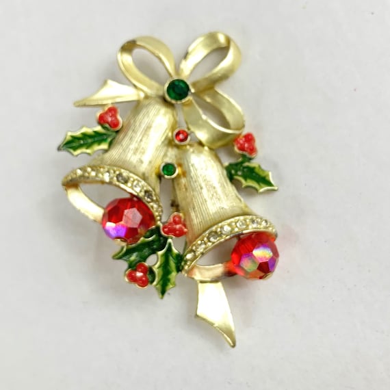 Christmas Bell Brooch, Christmas Bells, Holiday P… - image 1