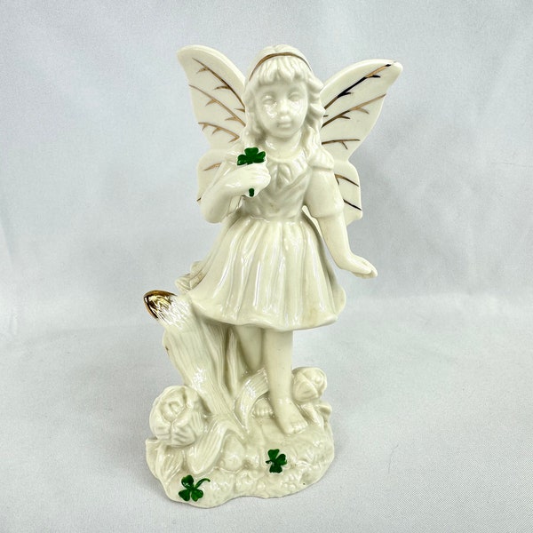 Distinctively Lefton Fairy Angel with Shamrocks, St. Patrick's Day Porcelain Sculpture